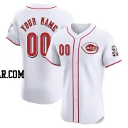 Custom Men's Cincinnati Reds White Elite Home Patch Jersey