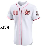 Custom Men's Cincinnati Reds White Elite Home Patch Jersey