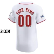 Custom Men's Cincinnati Reds White Elite Home Patch Jersey