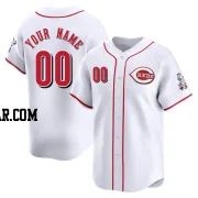 Custom Men's Cincinnati Reds White Limited Home Jersey