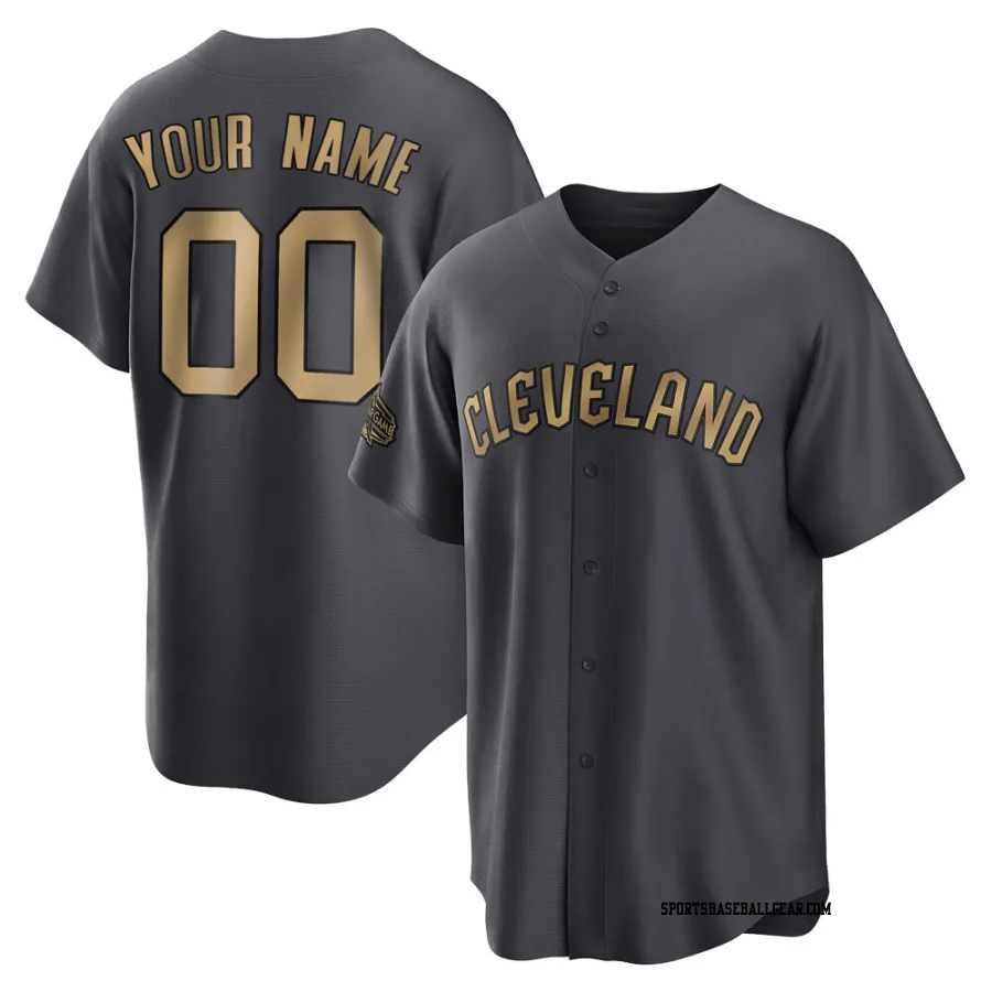 Custom Men's Cleveland Guardians Charcoal Game Replica 2022 All-Star Jersey