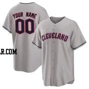 Custom Men's Cleveland Guardians Gray Replica Road Jersey