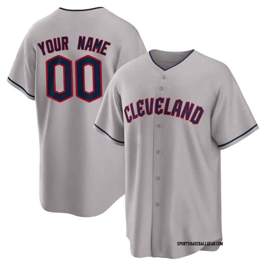 Custom Men's Cleveland Guardians Gray Replica Road Jersey