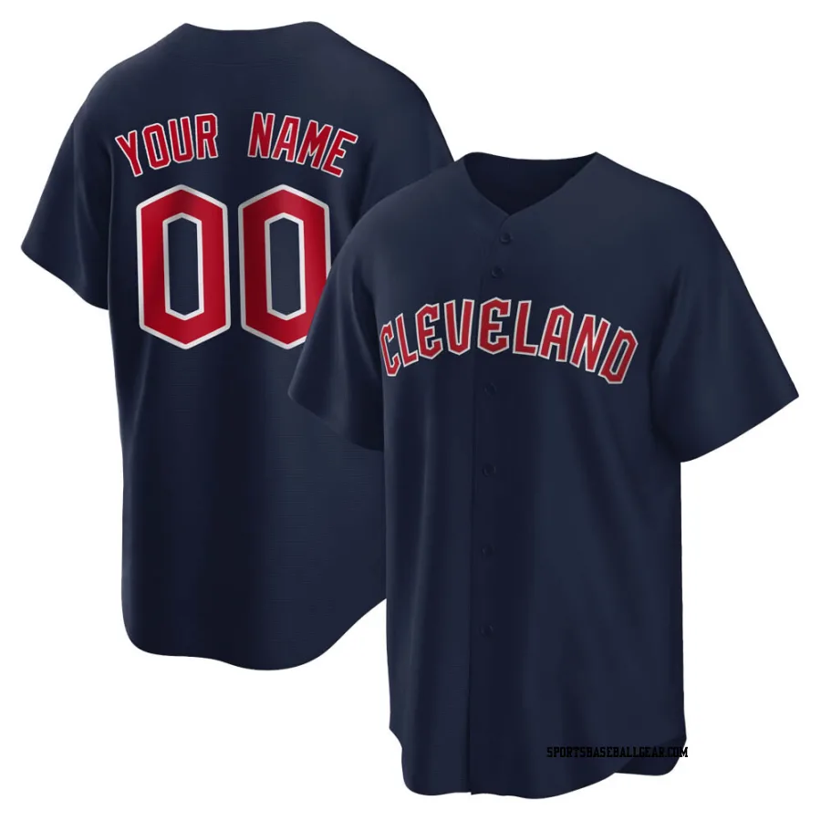 Custom Men's Cleveland Guardians Navy Replica Alternate Jersey