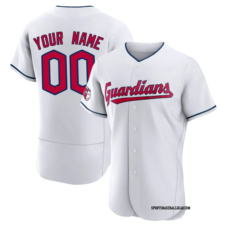 Custom Men's Cleveland Guardians White Authentic Home Jersey