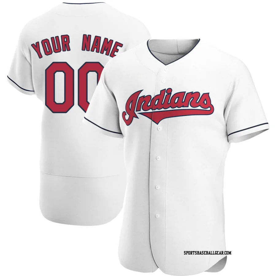 Custom Men's Cleveland Guardians White Authentic Home Jersey