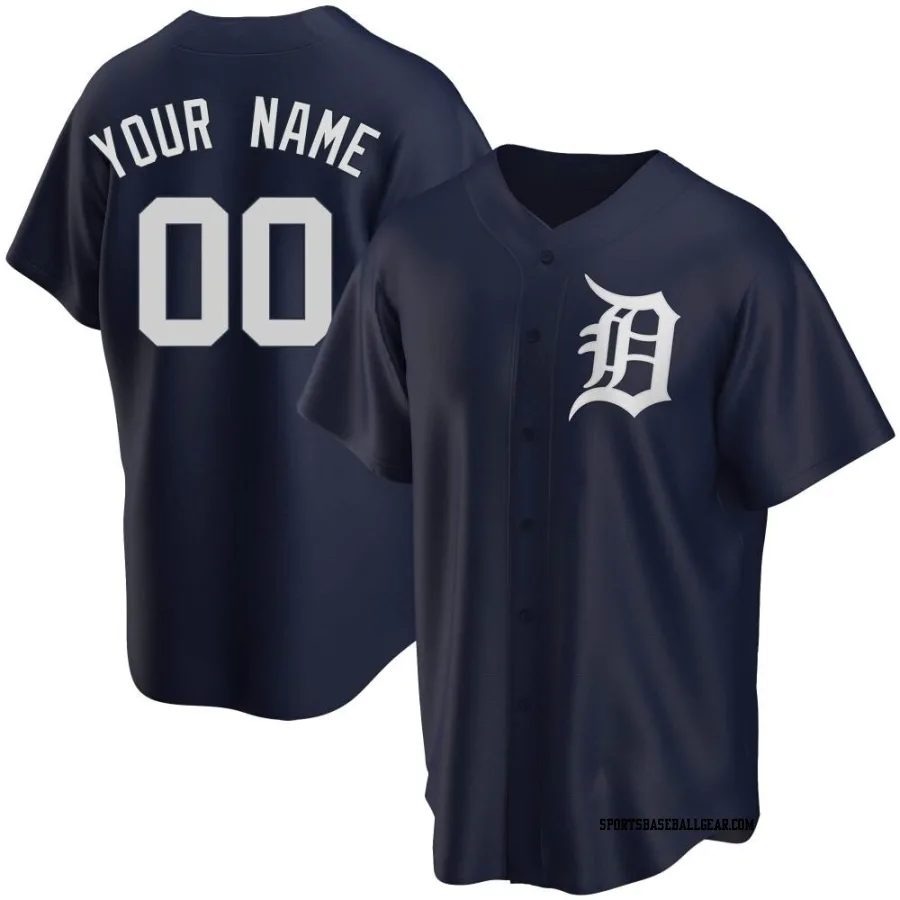 Custom Men's Detroit Tigers Navy Replica Alternate Jersey