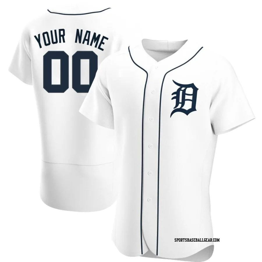 Custom Men's Detroit Tigers White Authentic Home Jersey