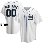 Custom Men's Detroit Tigers White Replica Home Jersey