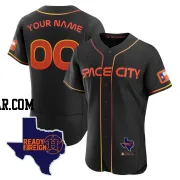 Custom Men's Houston Astros Black Authentic 2023 Space City Ready 2 Reign Flex Base Jersey