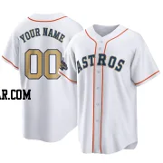 Custom Men's Houston Astros Gold Replica White 2023 Collection Jersey