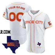 Custom Men's Houston Astros White Authentic 2023 Space City Ready 2 Reign Flex Base Jersey