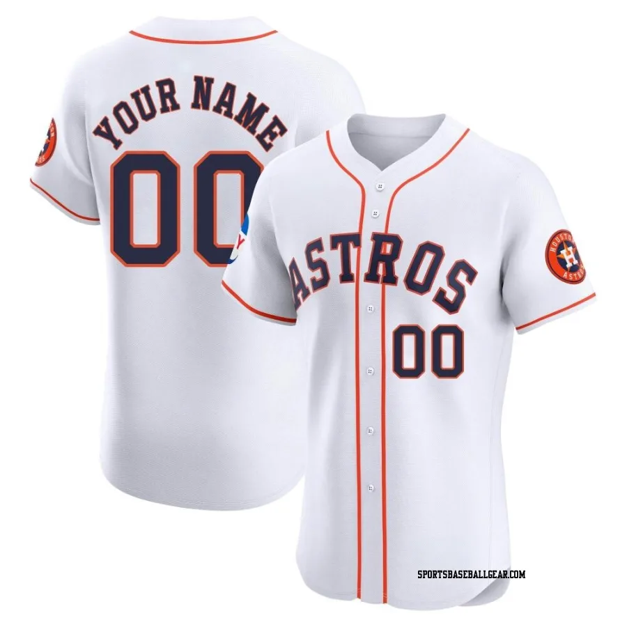 Custom Men's Houston Astros White Elite Home Patch Jersey