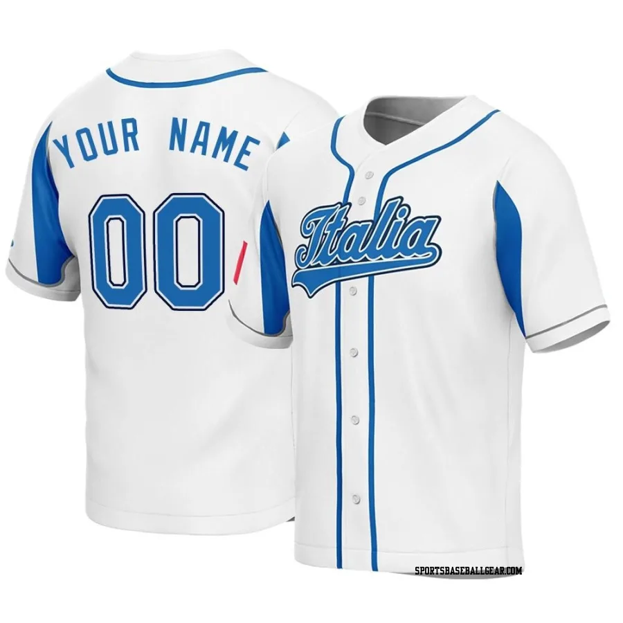 Custom Men's Italy Baseball White Replica 2023 World Baseball Classic Jersey