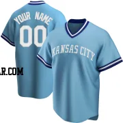 Custom Men's Kansas City Royals Light Blue Replica Road Cooperstown Collection Jersey