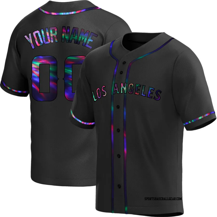 Custom Men's Los Angeles Angels Black Holographic Replica Alternate Jersey