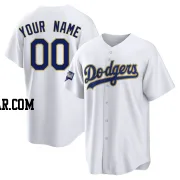 Custom Men's Los Angeles Dodgers White/Gold Replica 2021 Gold Program Player Jersey