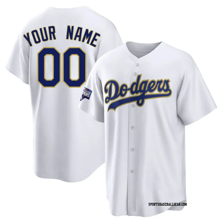 Custom Men's Los Angeles Dodgers White/Gold Replica 2021 Gold Program Player Jersey