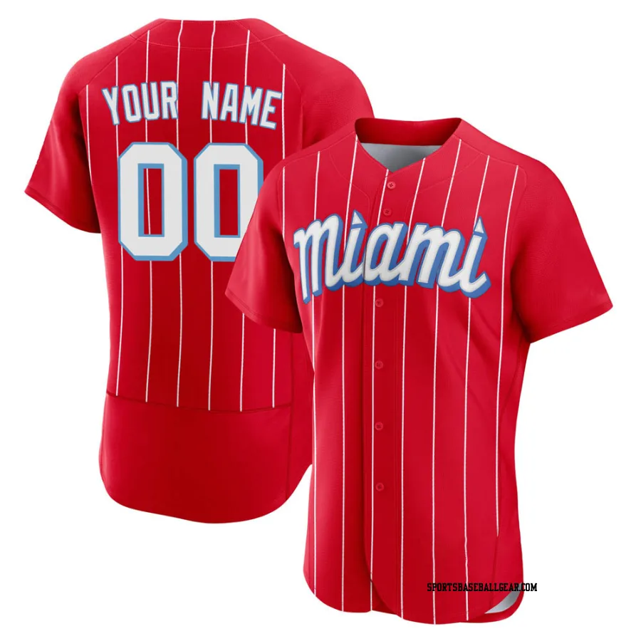 Custom Men's Miami Marlins Red Authentic 2021 City Connect Jersey