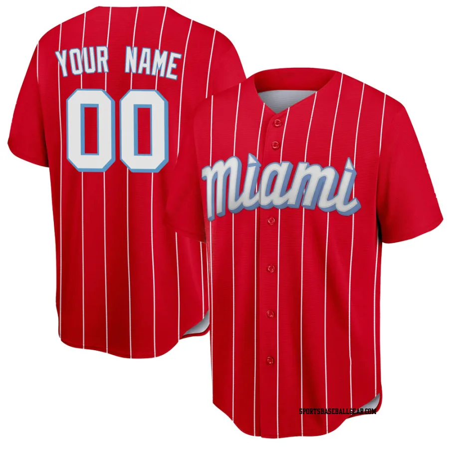 Custom Men's Miami Marlins Red Replica 2021 City Connect Jersey