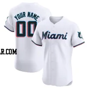 Custom Men's Miami Marlins White Elite Home Jersey