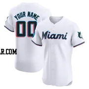 Custom Men's Miami Marlins White Elite Home Patch Jersey