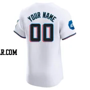 Custom Men's Miami Marlins White Elite Home Patch Jersey