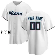 Custom Men's Miami Marlins White Replica Home Jersey