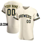 Custom Men's Milwaukee Brewers Cream Authentic Home Jersey