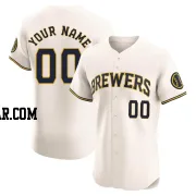 Custom Men's Milwaukee Brewers Cream Elite Home Jersey