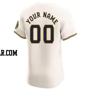 Custom Men's Milwaukee Brewers Cream Elite Home Jersey