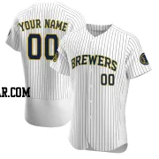 Custom Men's Milwaukee Brewers White Authentic Alternate Jersey