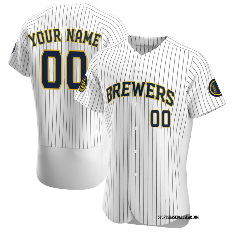 Custom Men's Milwaukee Brewers White Authentic Alternate Jersey