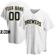 Custom Men's Milwaukee Brewers White Replica Home Jersey