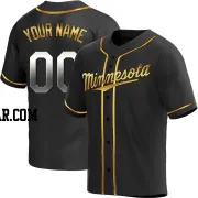 Custom Men's Minnesota Twins Black Golden Replica Alternate Jersey