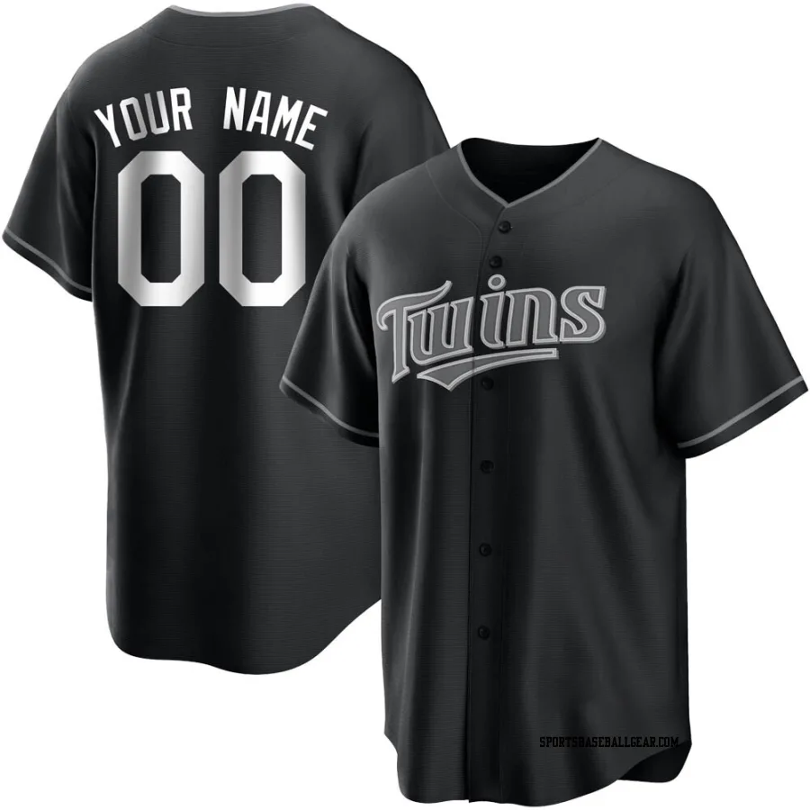 Custom Men's Minnesota Twins Black/White Replica Jersey