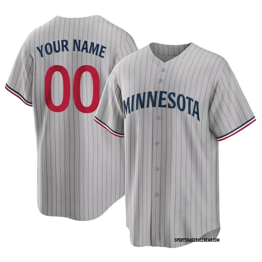 Custom Men's Minnesota Twins Gray Replica Road Jersey