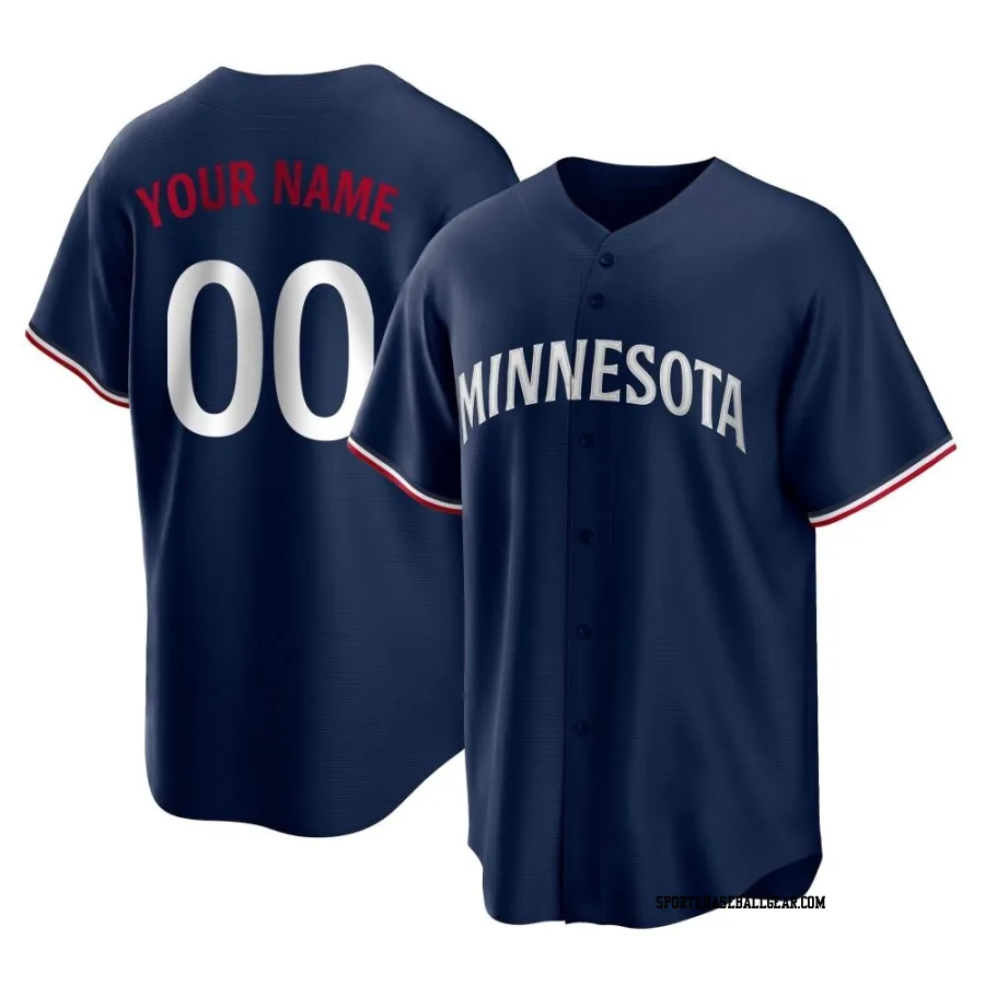 Custom Men's Minnesota Twins Navy Replica Alternate Jersey