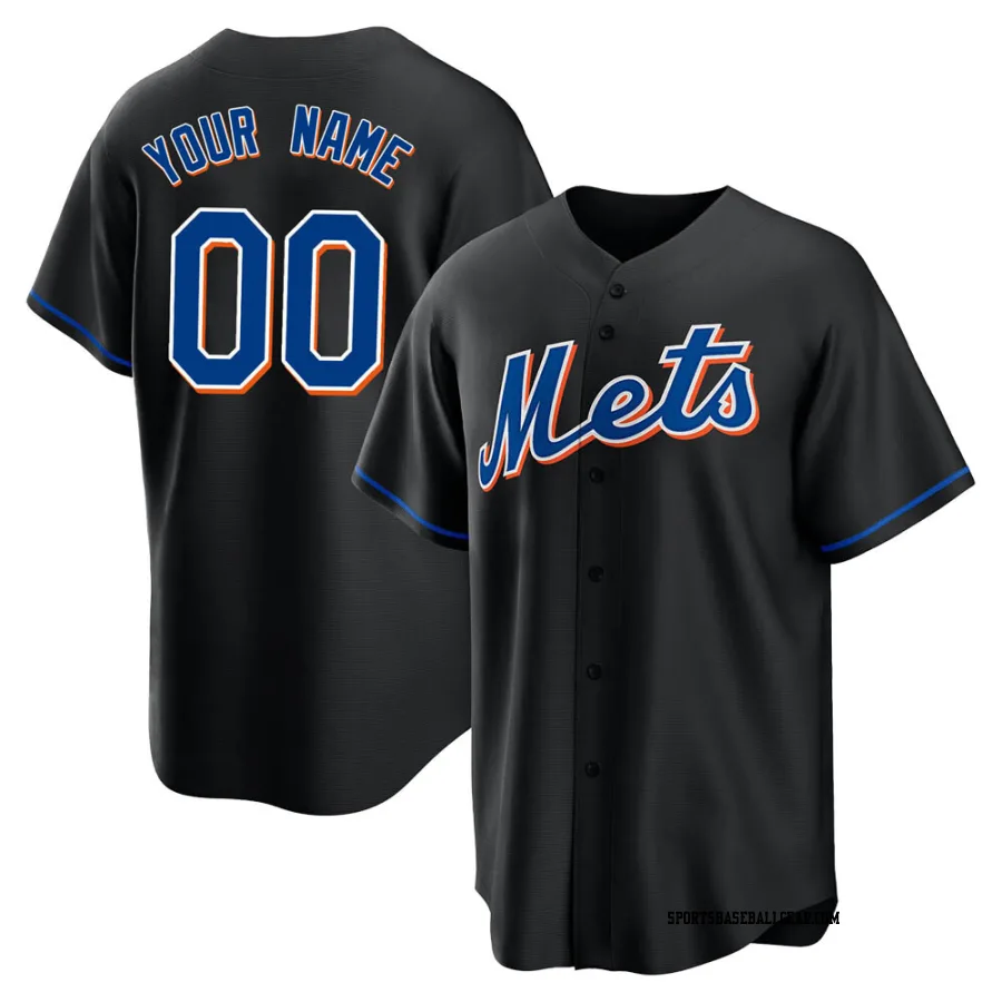 Custom Men's New York Mets Black Replica 2022 Alternate Jersey