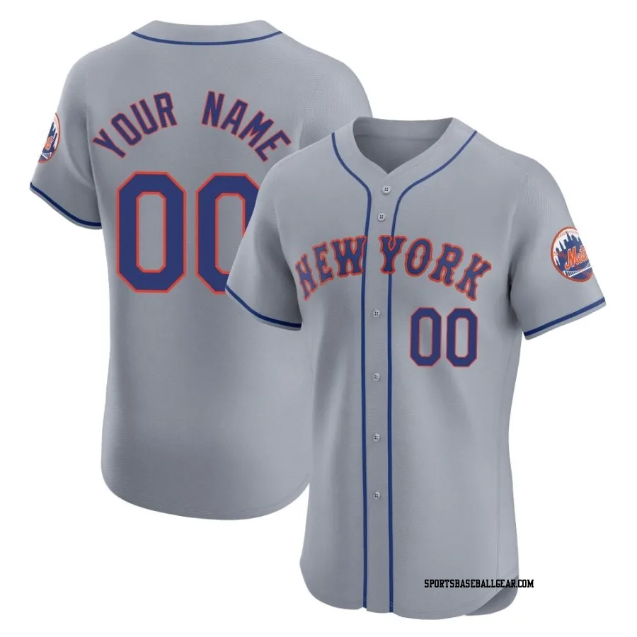 Custom Men's New York Mets Gray Elite Road Jersey