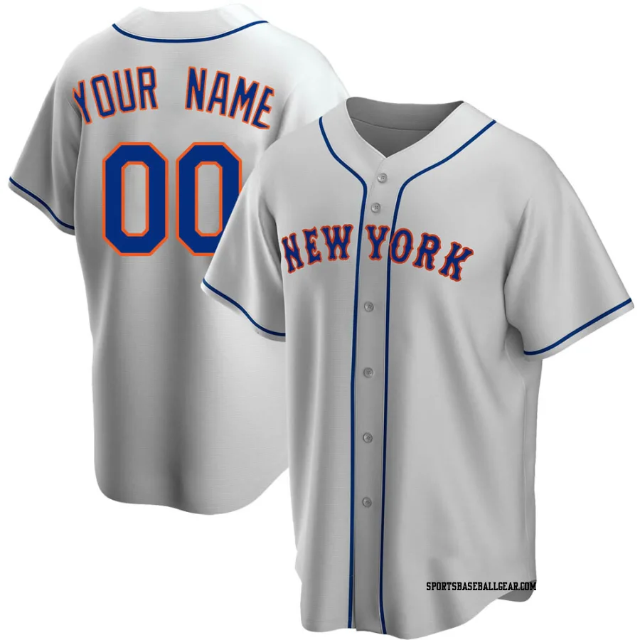 Custom Men's New York Mets Gray Replica Road Jersey