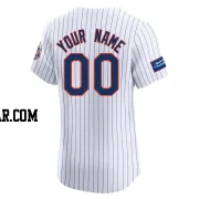 Custom Men's New York Mets White Elite Home Patch Jersey