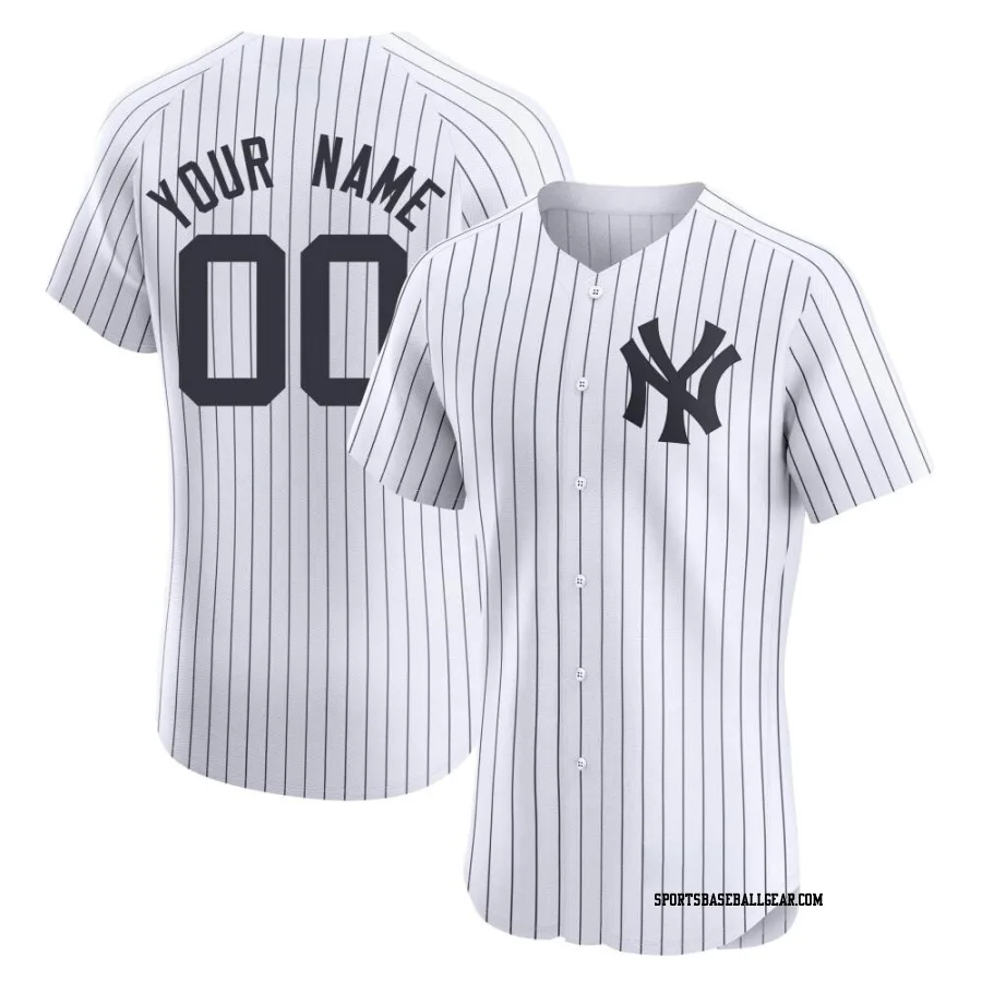 Custom Men's New York Yankees White Elite Home Jersey