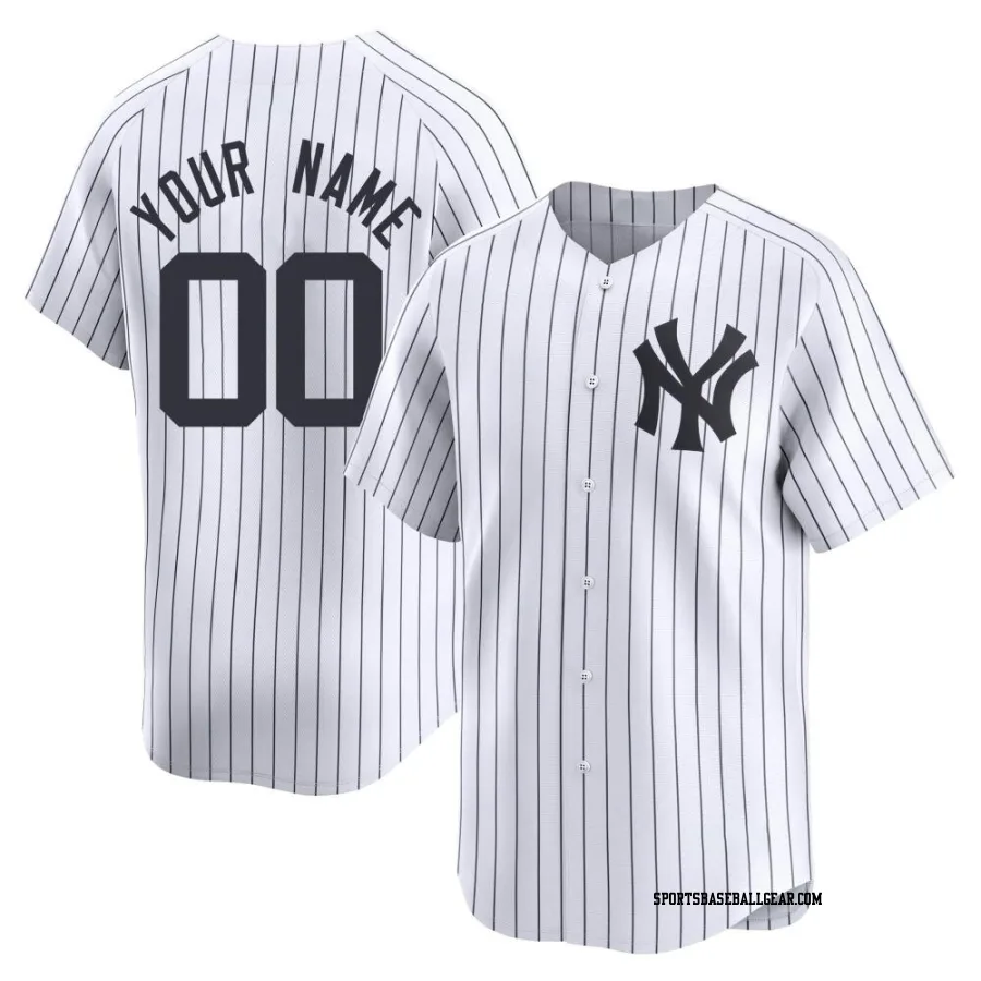 Custom Men's New York Yankees White Limited Yankee Home Jersey