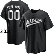 Custom Men's Oakland Athletics Black/White Replica Jersey