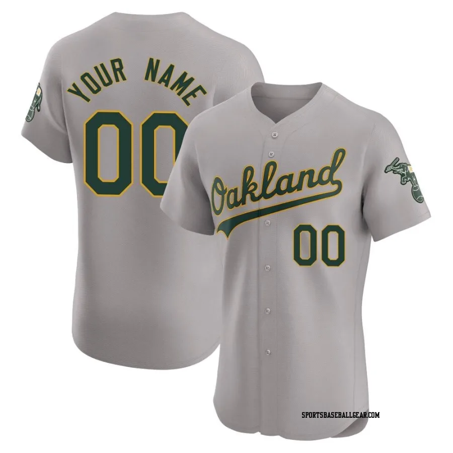 Custom Men's Oakland Athletics Gray Elite Road Jersey