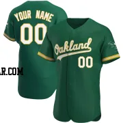 Custom Men's Oakland Athletics Green Authentic Kelly Alternate Jersey