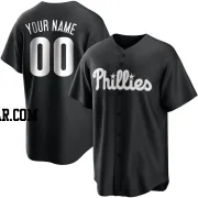 Custom Men's Philadelphia Phillies Black/White Replica Jersey