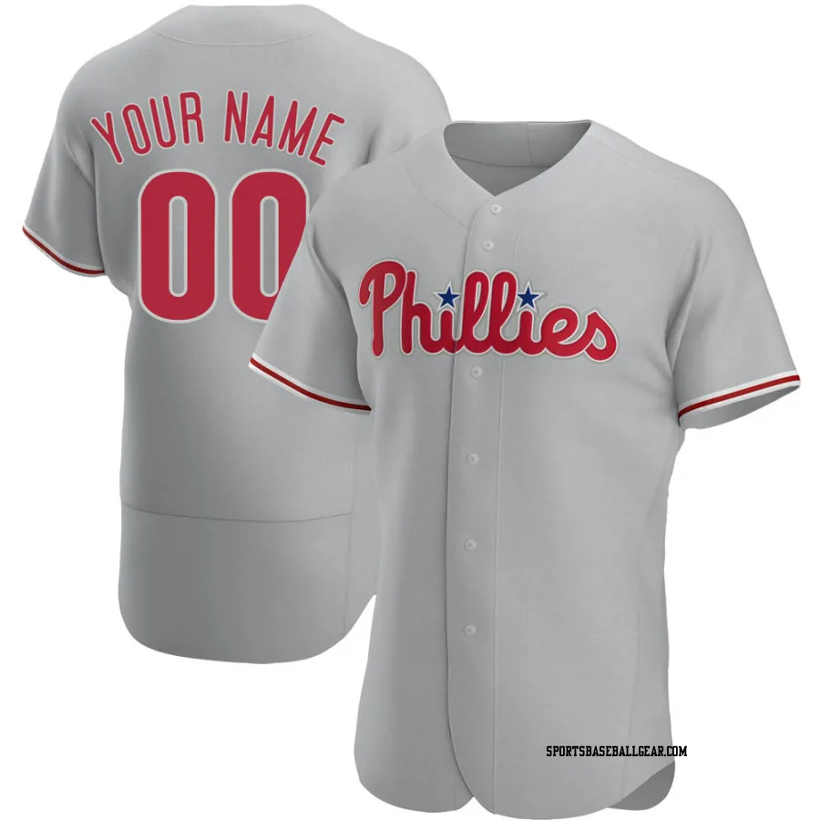 Custom Men's Philadelphia Phillies Gray Authentic Road Jersey