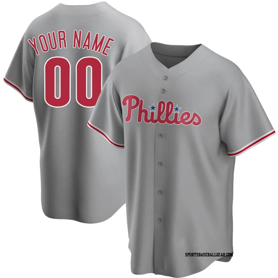 Custom Men's Philadelphia Phillies Gray Replica Road Jersey